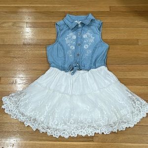 Guess Girls Dress w/ white tutu and floral embroidery